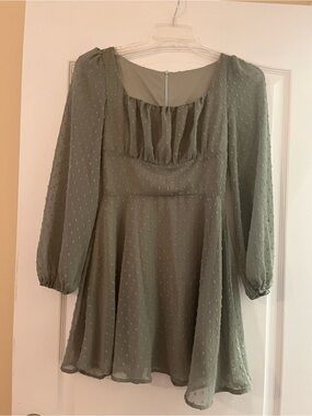 Women’s Swiss Dot Chiffon Blouse in Sage Green